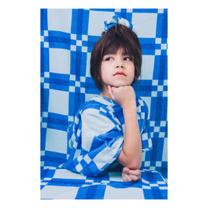 Jera Mini - Poncho de toalla a cuadros | Azul