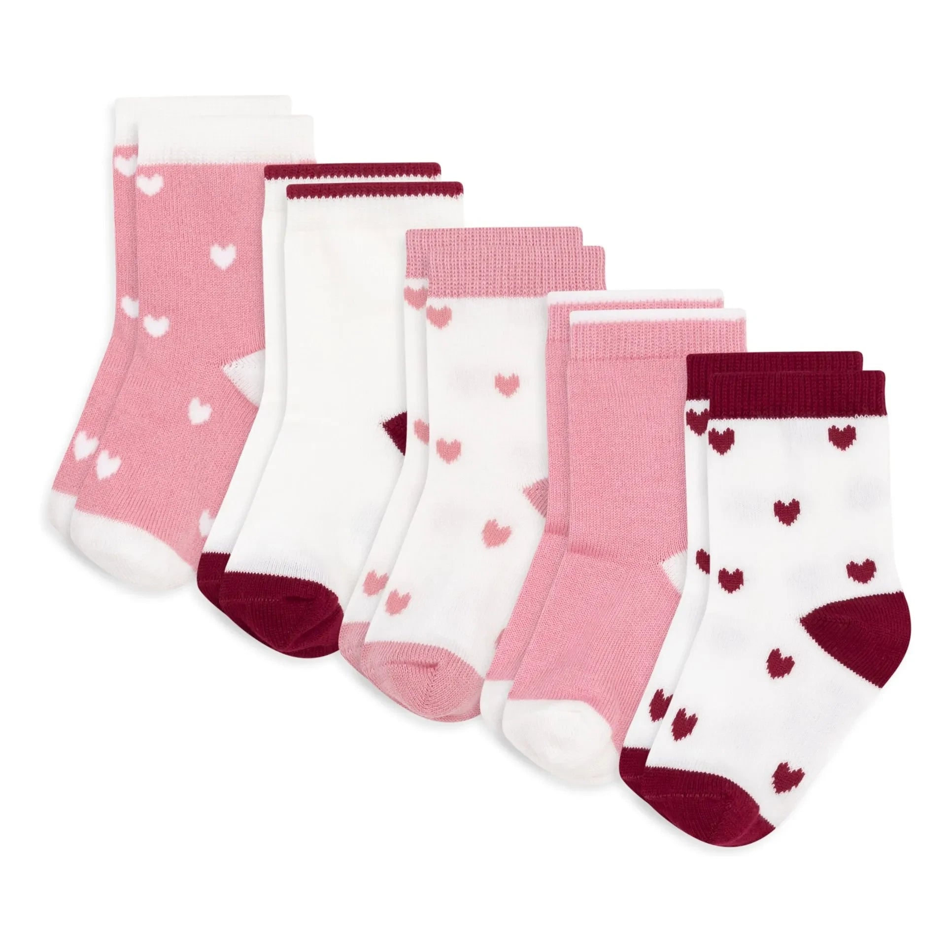 Petit Bateau - Calcetines de bebé con corazón, 5 pares | Rosa