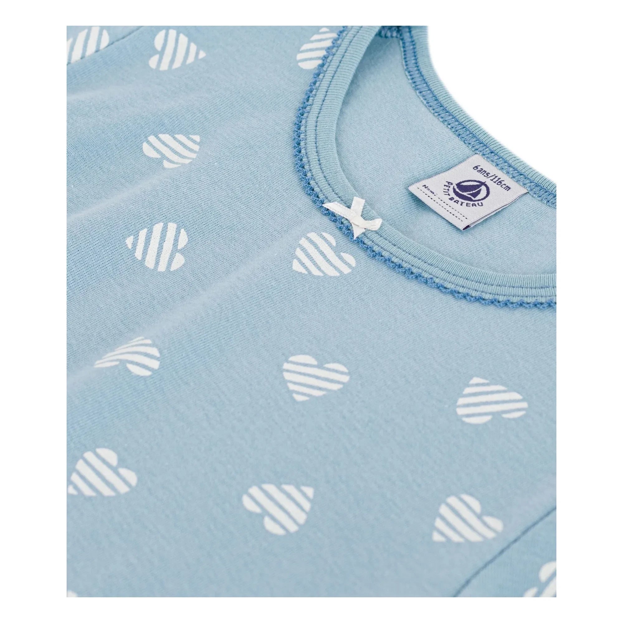 Petit Bateau - Camisón Rayas Corazones | Gris azul