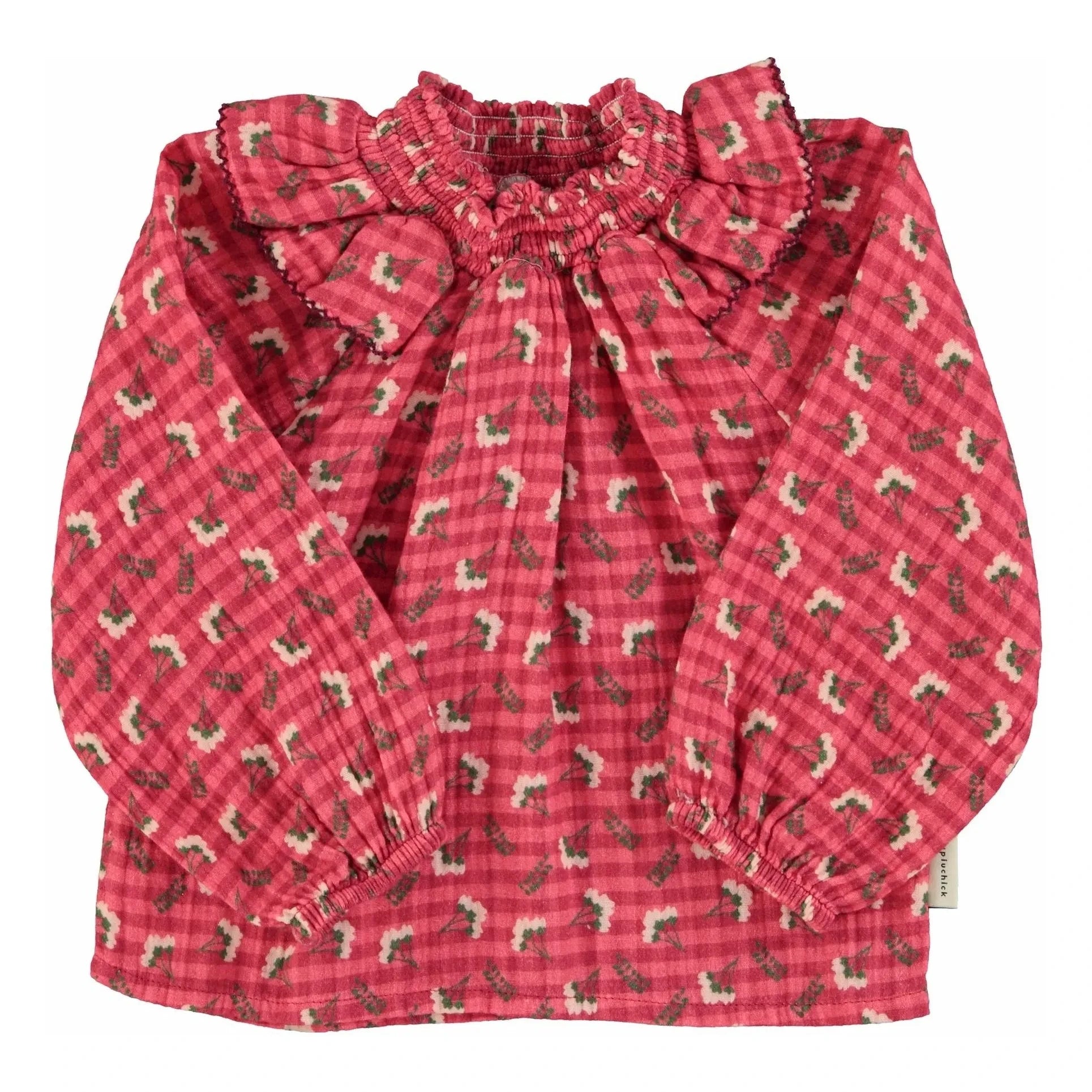 Piupiuchick - Blusa con cuello fruncido y estampado floral | Rosa