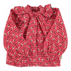 Piupiuchick - Blusa con cuello fruncido y estampado floral | Rosa