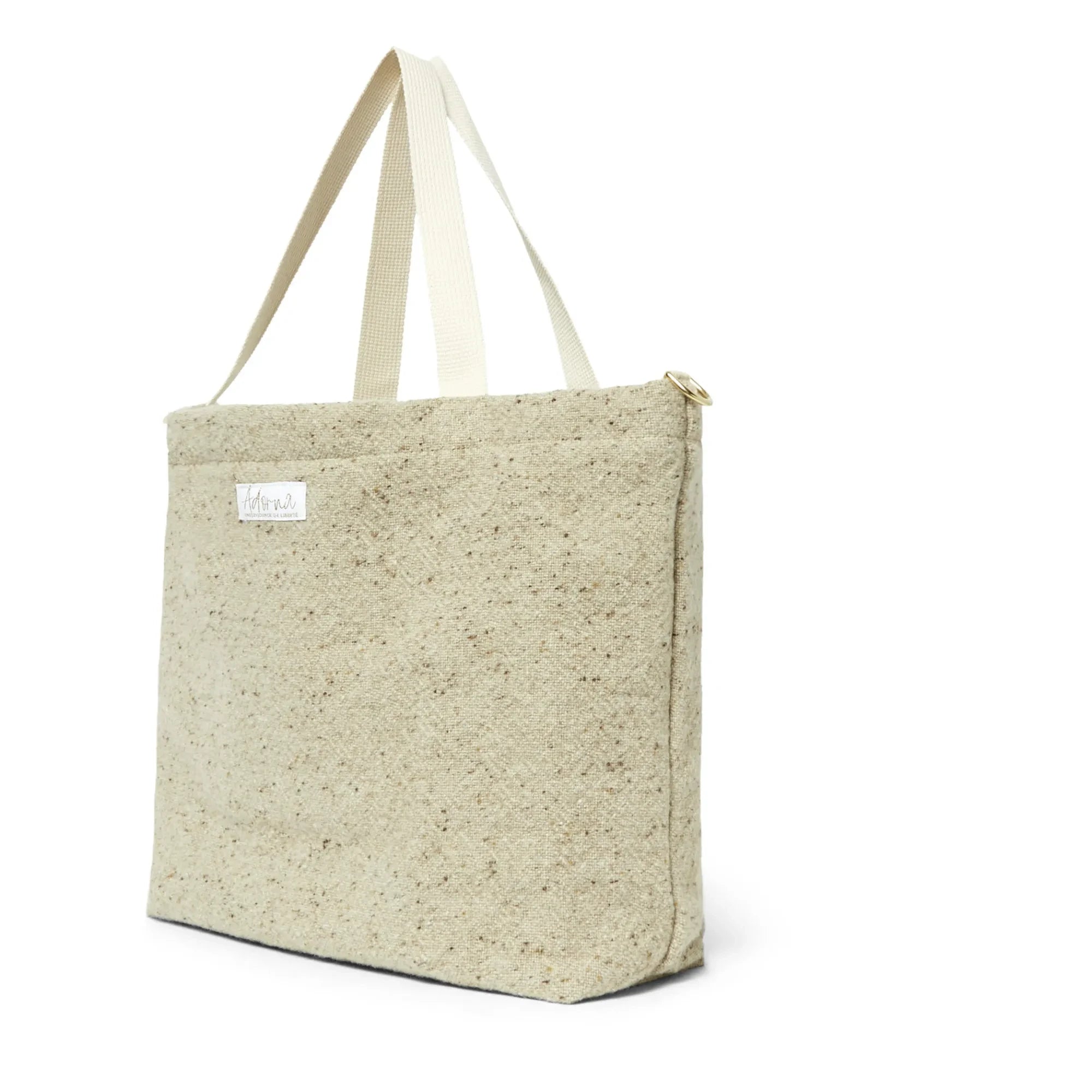 Adorna - Bolso de mano de lana y lino | Beige jaspeado