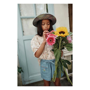 Emile et Ida - Blusa orgánica abullonada con volantes y estampado floral | Rosa pálido