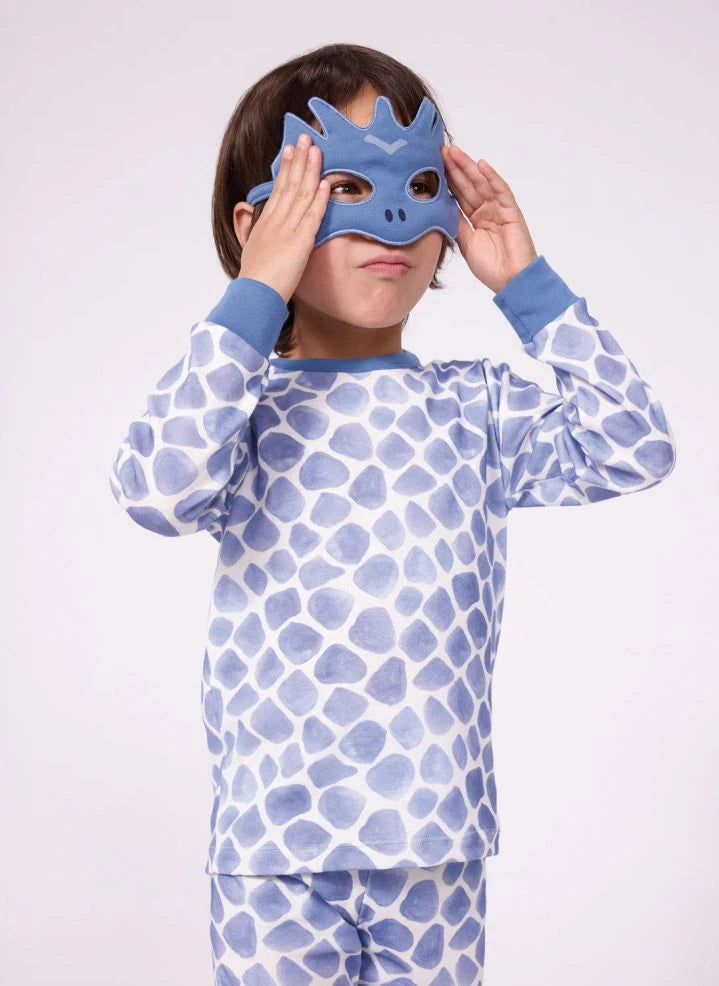 Petit Bateau - Set de pijama y máscara Dragón de algodón orgánico | Mavi