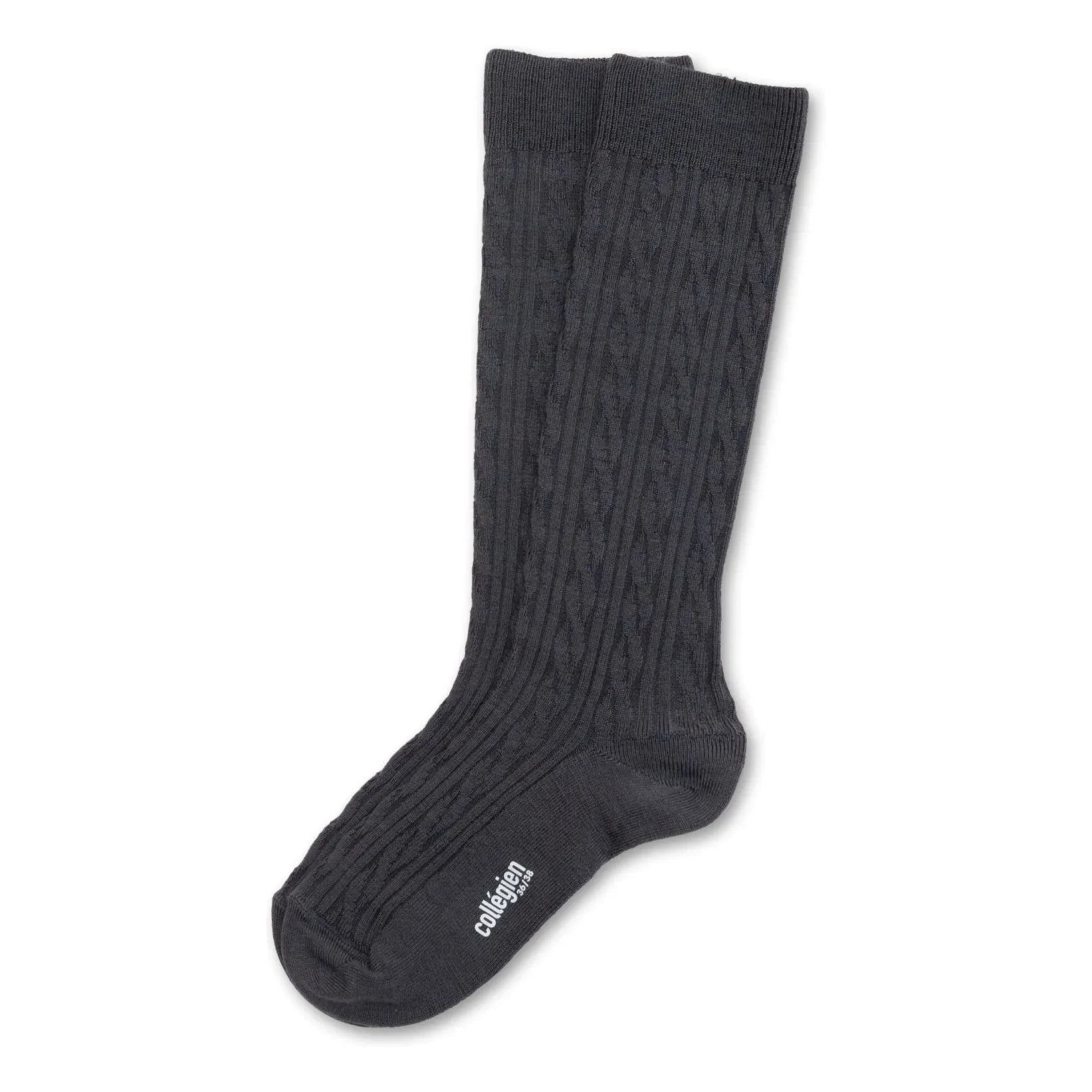 Collégien - Alix Merinos Yün Yüksek Çorap | Kömür grisi