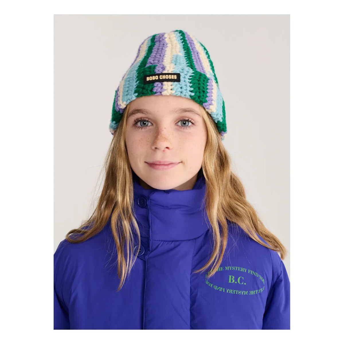 Bobo Choses - Gorro de punto de rayas de fibra reciclada | Azul claro