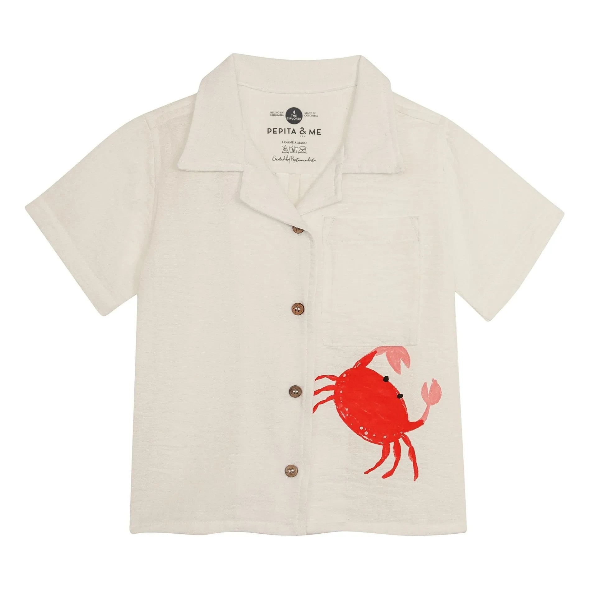 Pepita & Me - Guayabera Crab Camisa de manga corta | Crema
