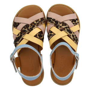 Angulus - Sandalias Trenzadas de Leopardo | Azul claro