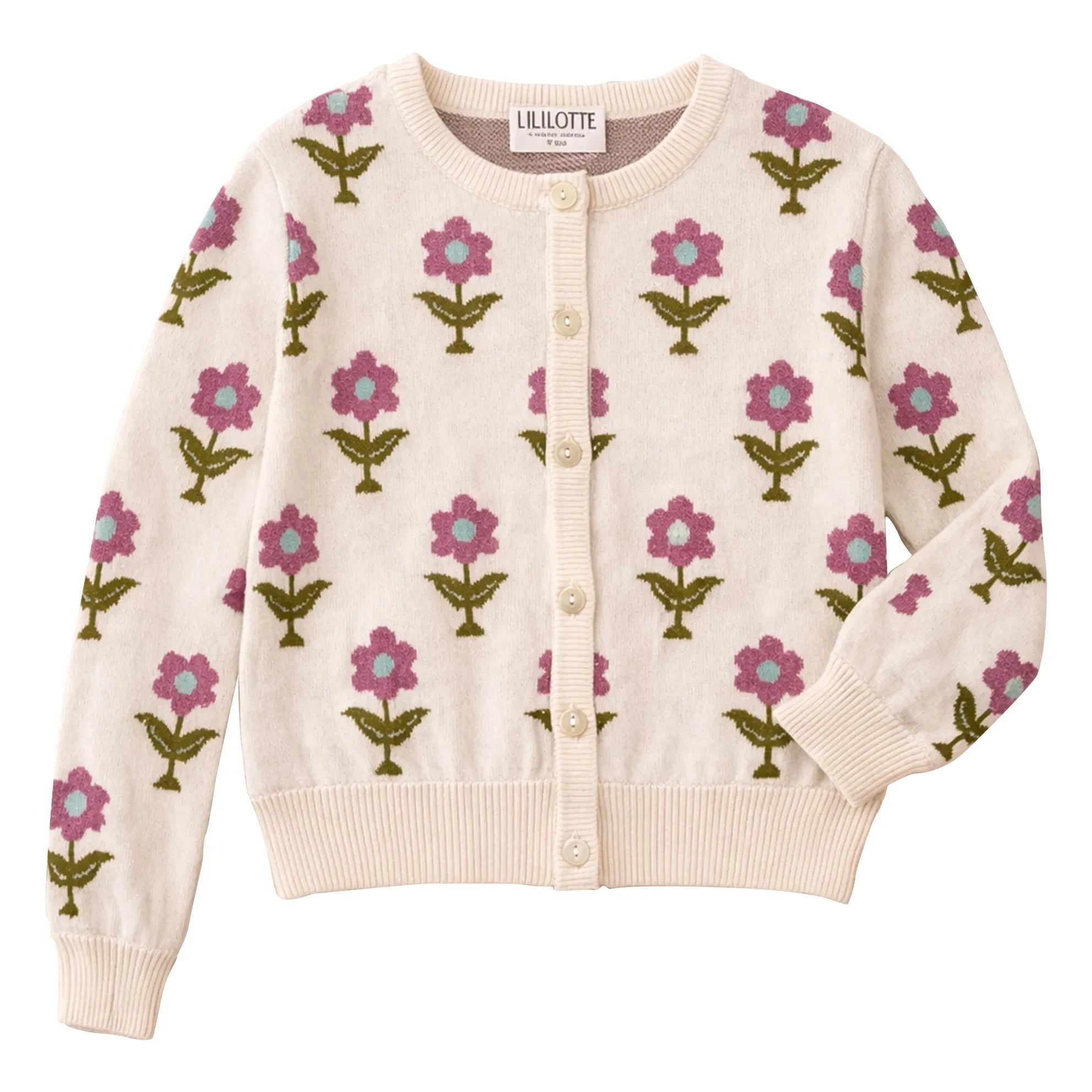 Lililotte - Cárdigan Carla Fleurs Algodón Orgánico | Crudo