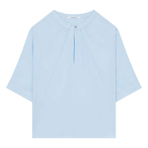 Pomandère - Blusa de popelina de algodón de manga corta | Azul claro