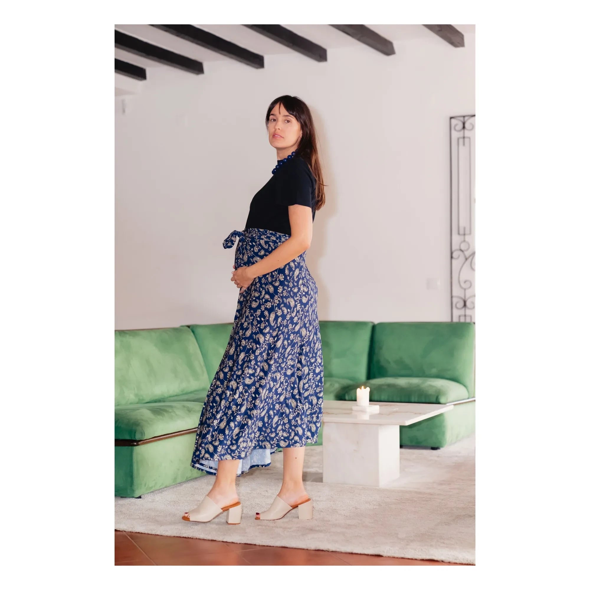 Paloma Collection - Falda de Embarazada Carlota Bandana | Azul