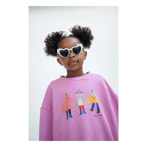 Repose AMS - Sudadera ancha de algodón orgánico Cozydrop Oiseaux | Rosa