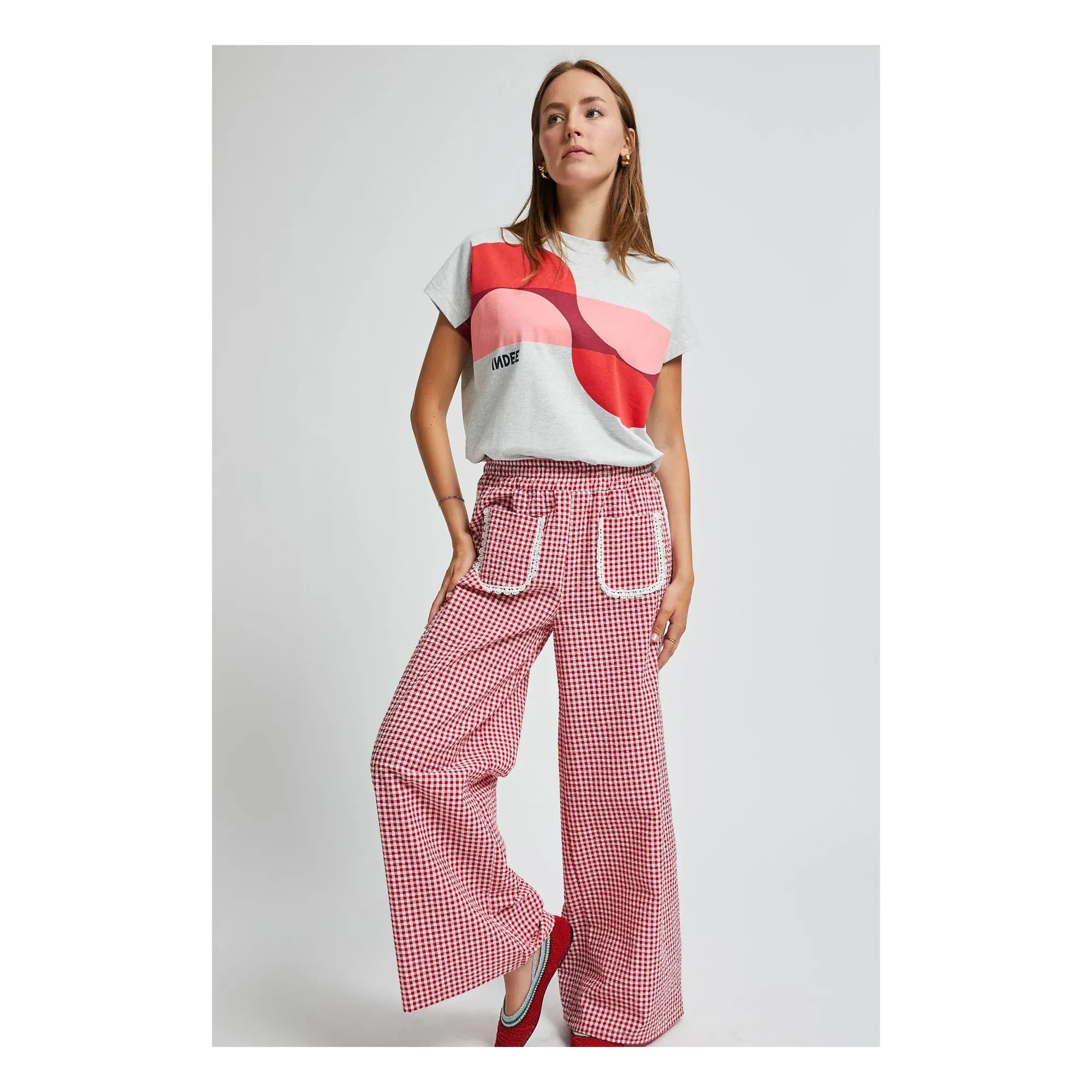 Indee - Pantalones Vichy de Vanuatu | Rojo