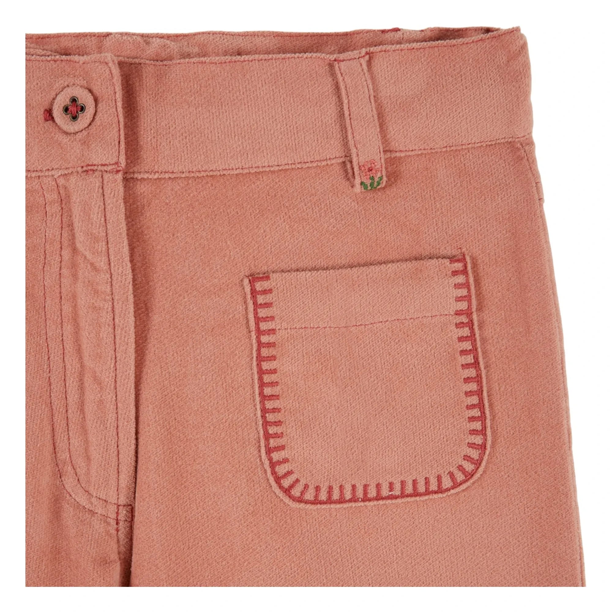 Emile et Ida - Pantalones bordados de terciopelo | Rosa