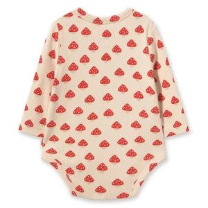 Tinycottons - Body cruzado de algodón orgánico acanalado, estampado de setas | Crudo