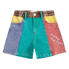 Bobo Choses - Shorts vaqueros de algodón orgánico con bloques de color | Turquesa