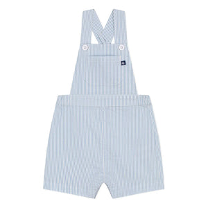 Petit Bateau - Peto corto de sirsaca de algodón orgánico a rayas | Azul claro