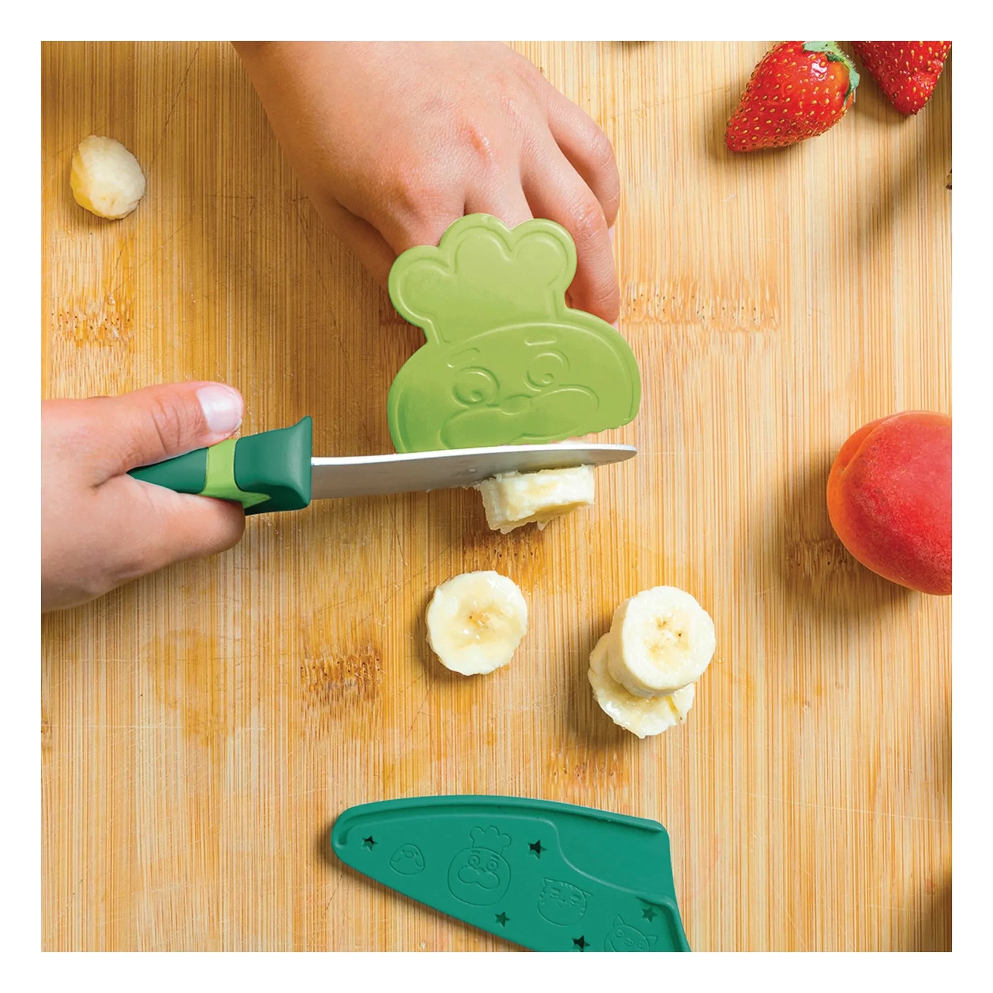 Chefclub - Cuchillo con protector de dedos | Verde