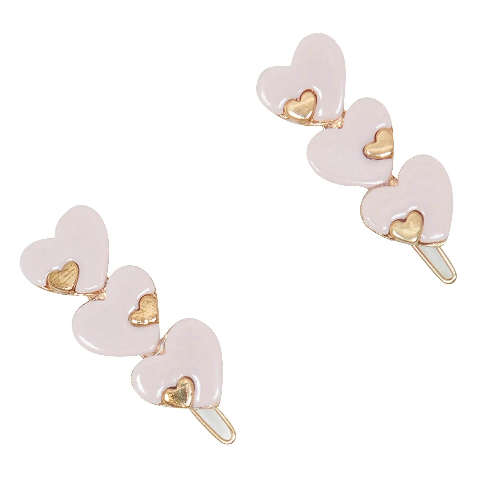 Tartine et Chocolat - Set de 2 pinzas de pelo en forma de corazón | Rosa claro