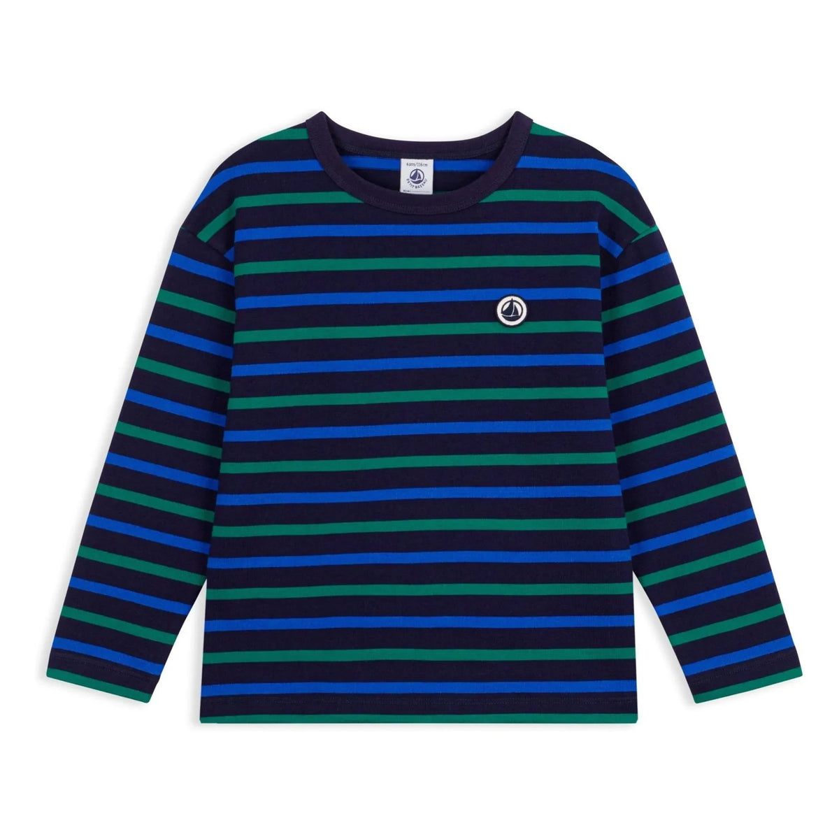 Petit Bateau - Camiseta marinera con insignia | Azul