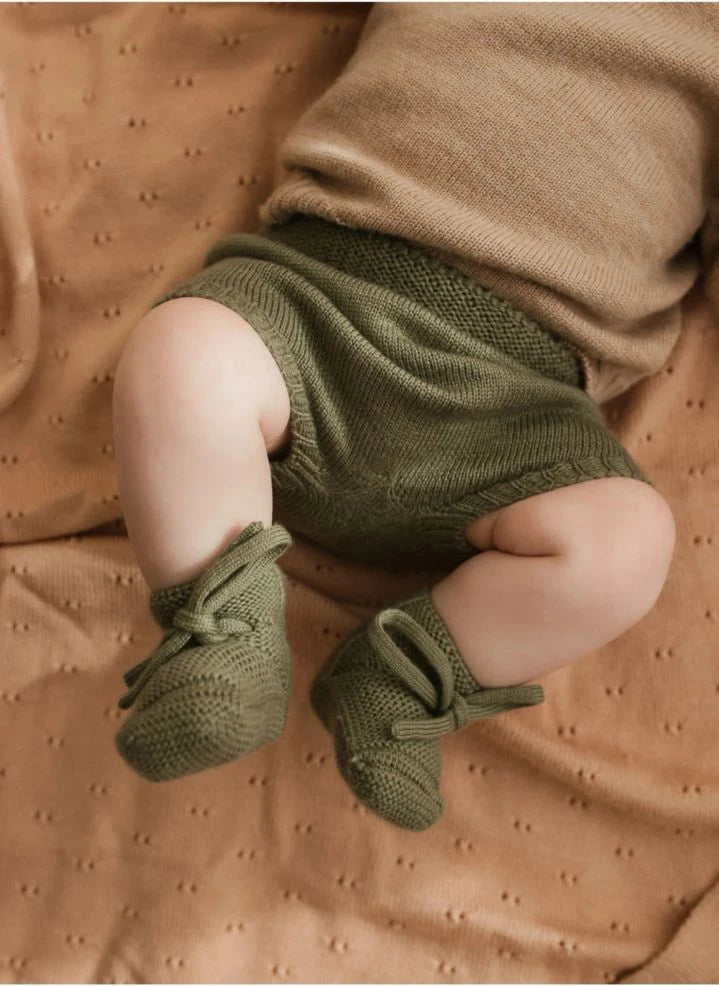 Hvid - Pantuflas de lana merino | Caqui