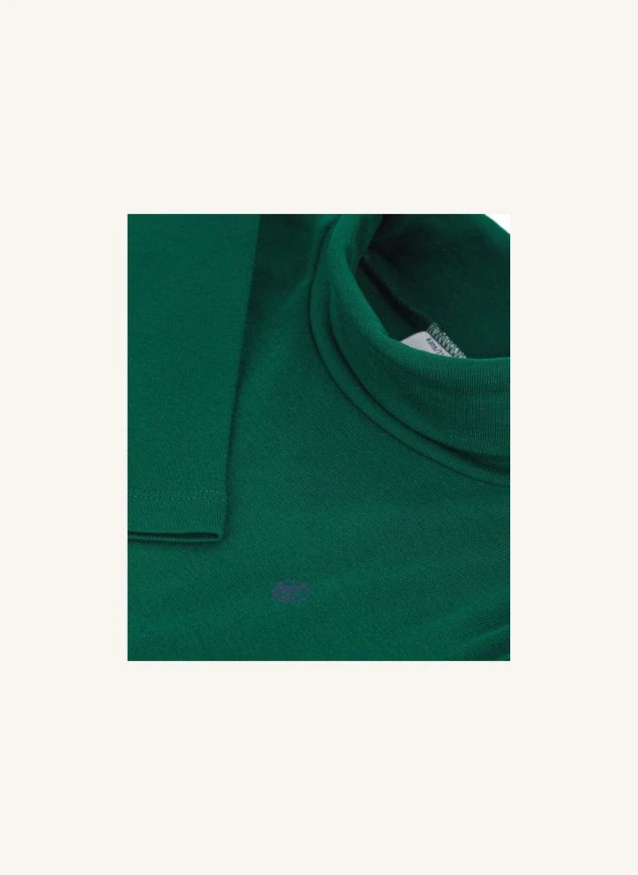 Petit Bateau - Jersey de cuello vuelto con logo en algodón orgánico | Verde bosque