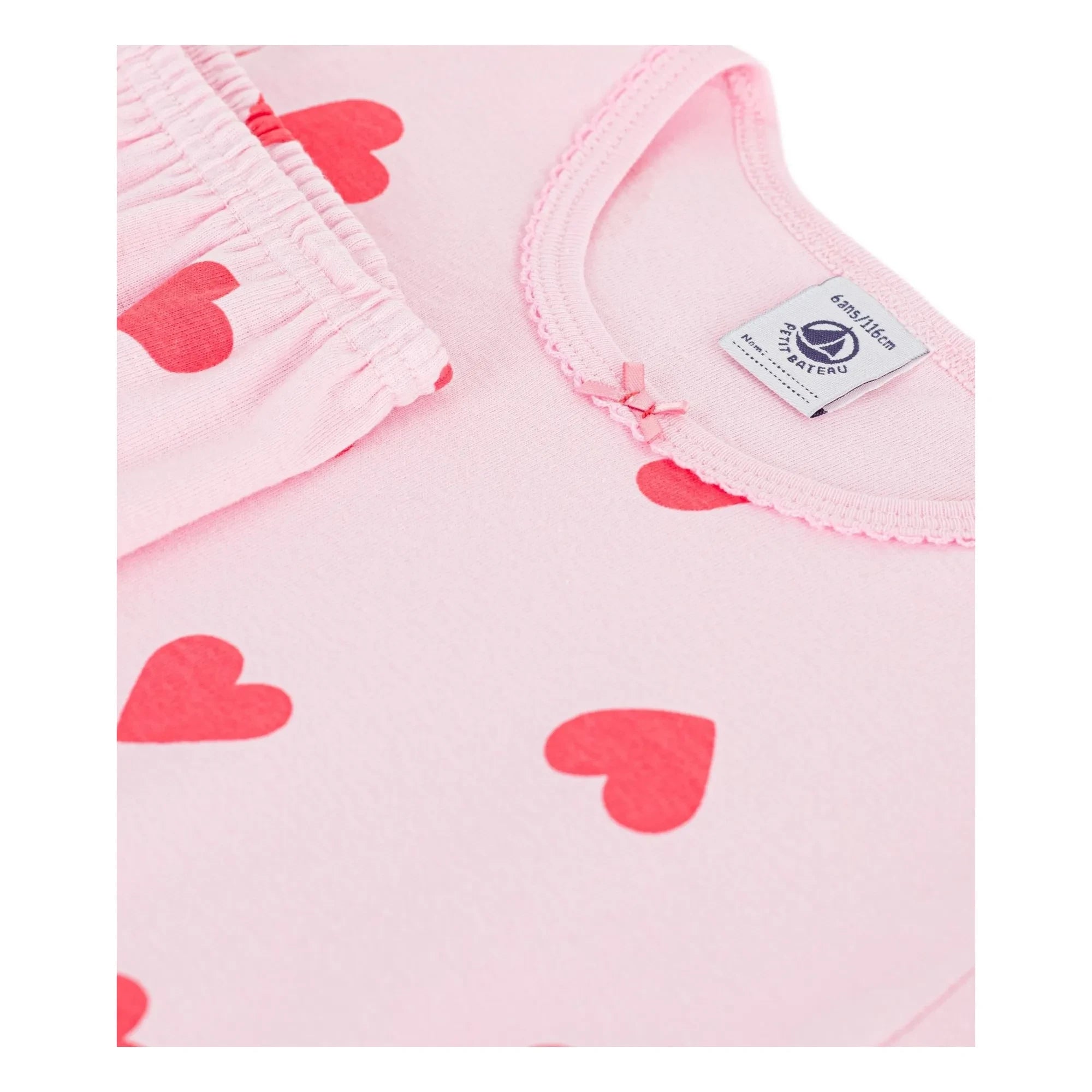 Petit Bateau - Pijama Capri con Corazones | Rosa