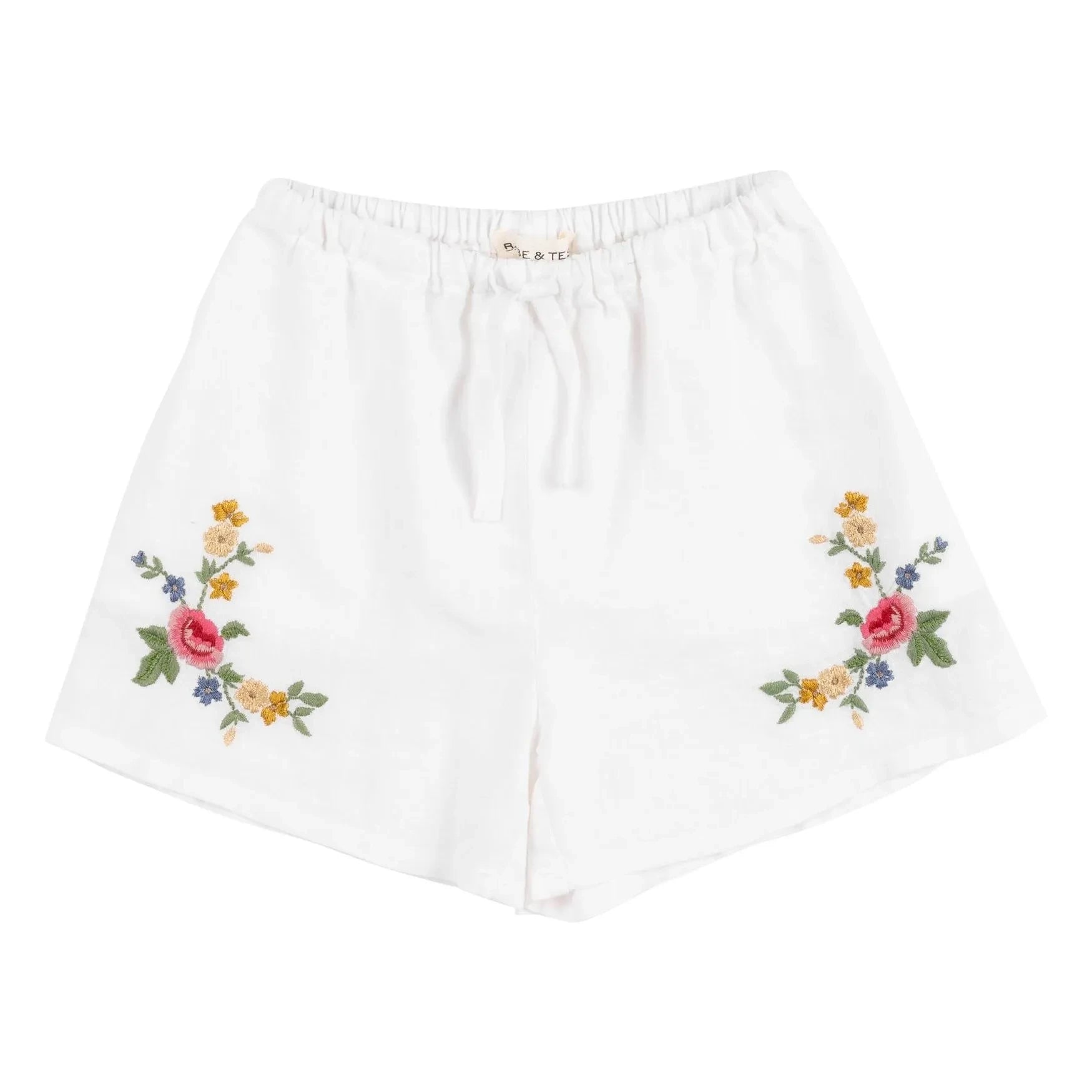 Babe & Tess - Luisa, pantalón corto de lino bordado | Blanco