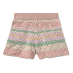 Coco au Lait - Pantalones cortos de rayas de algodón orgánico | Rosa