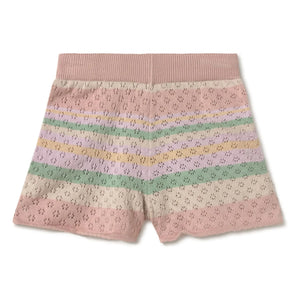 Coco au Lait - Pantalones cortos de rayas de algodón orgánico | Rosa