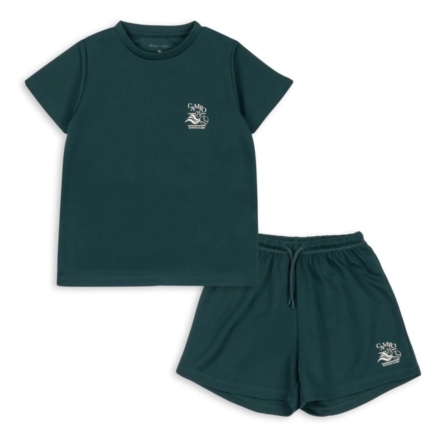 Konges Sløjd - Set de camiseta y pantalón corto Bolt de fibra reciclada | Verde oscuro