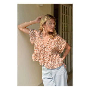 Marlot Paris - Blusa Suzon Leopardo Algodón Voile - Colección Mujer | Rosa Claro