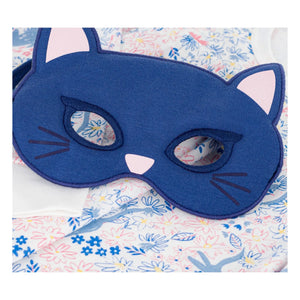 Petit Bateau - Conjunto de pijama de algodón orgánico con estampado floral y máscara de gato | Blanco
