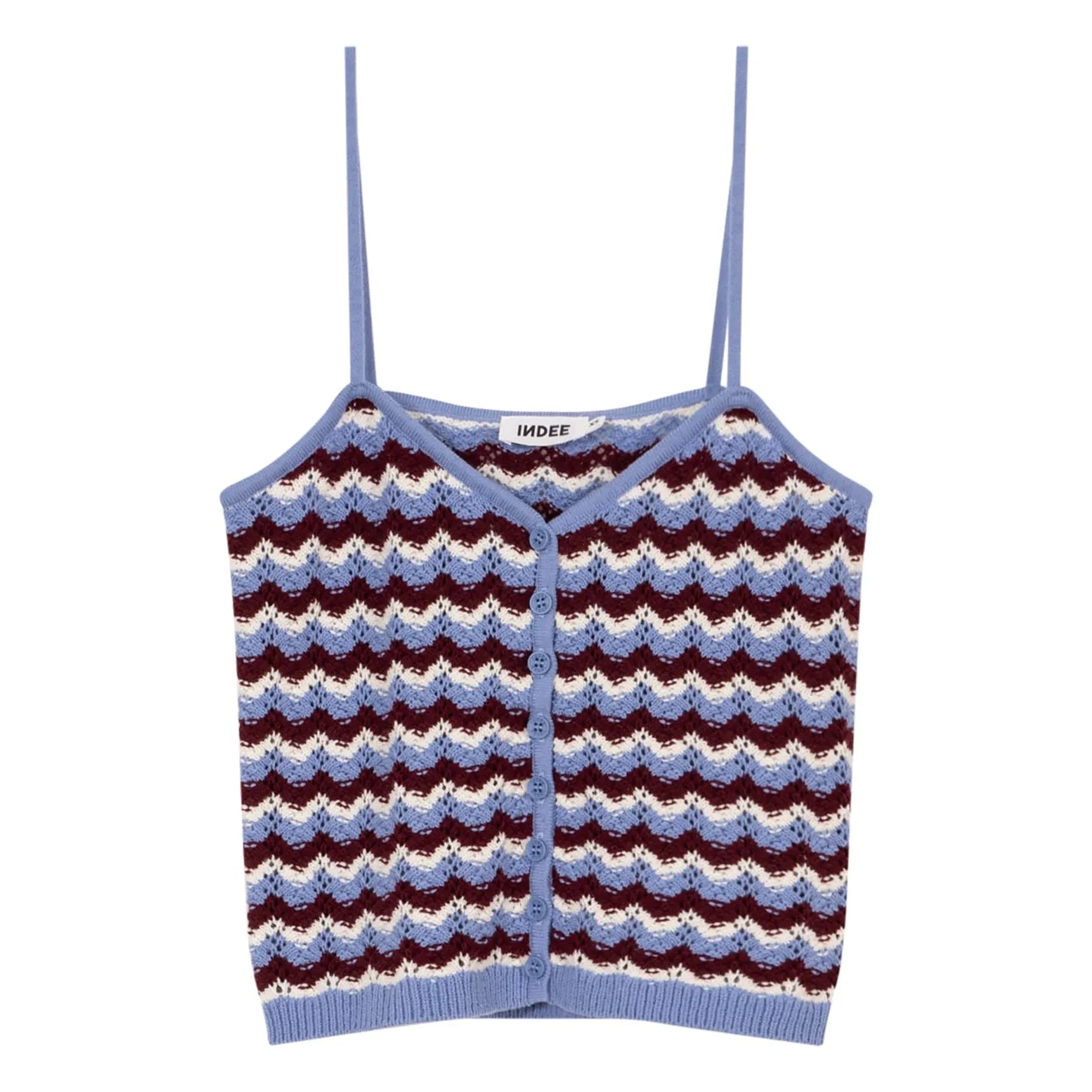 Indee - Top de crochet en terciopelo a rayas | Azul