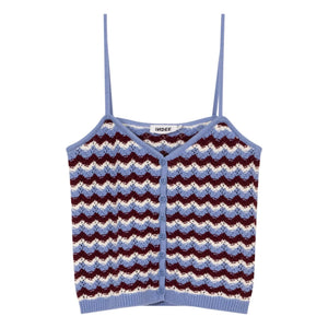 Indee - Top de crochet en terciopelo a rayas | Azul