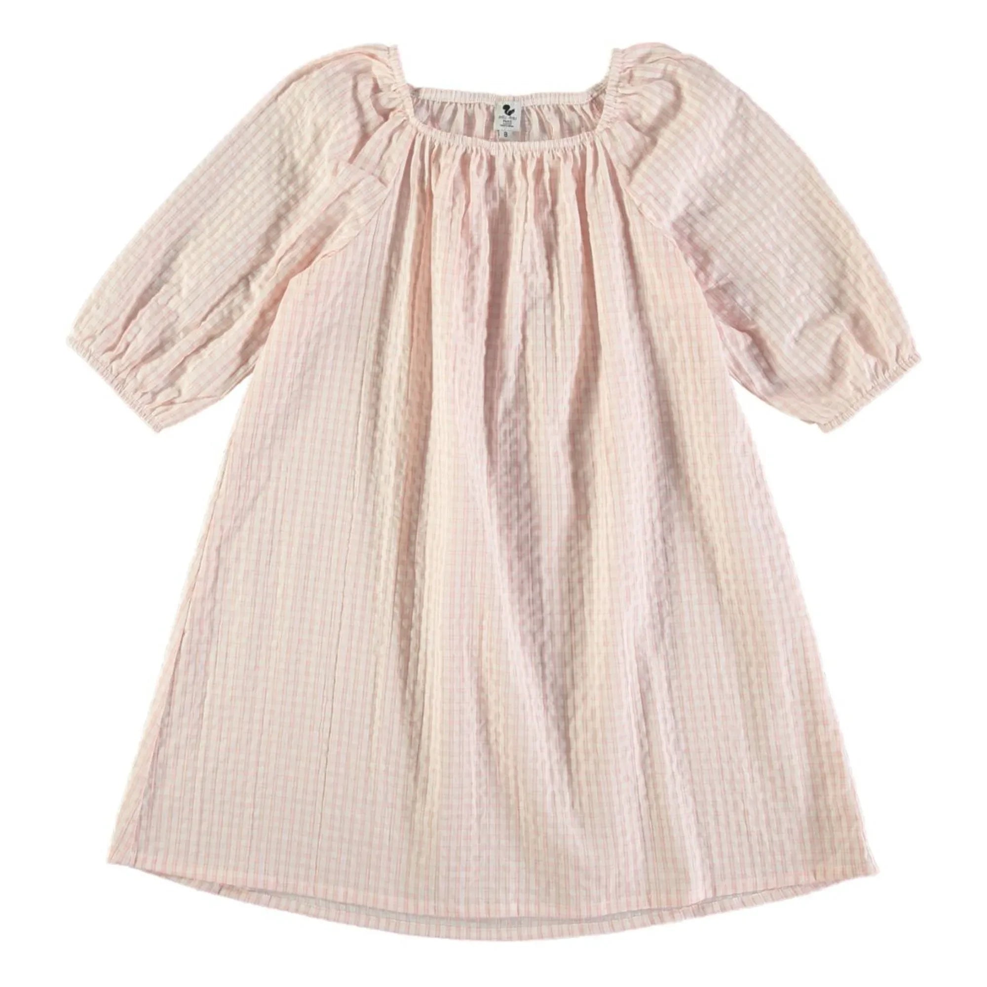 Risu Risu - Camisón de algodón orgánico Vichy Ostuni | Rosa claro