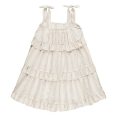Rylee + Cru - Vestido con volantes a rayas | Blanco roto