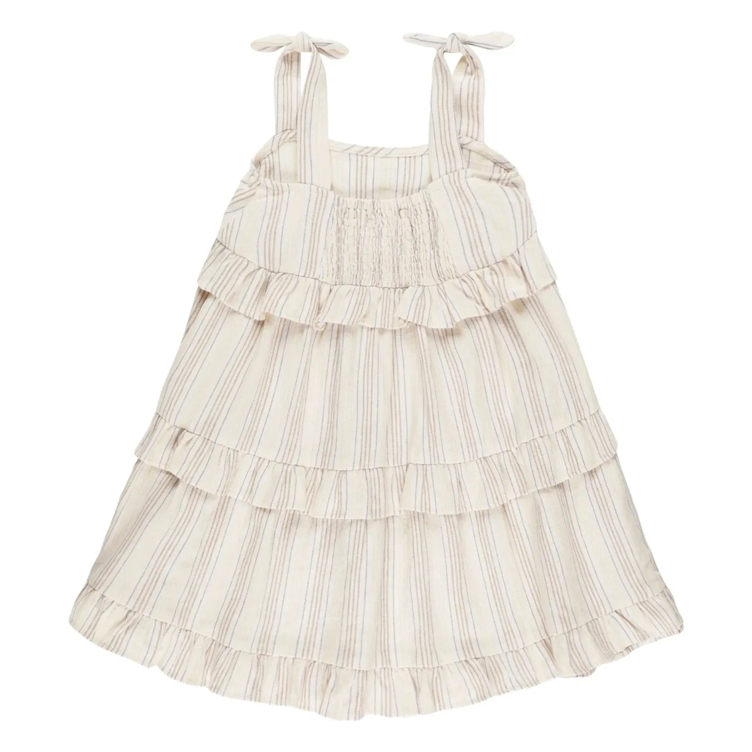 Rylee + Cru - Vestido con volantes a rayas | Blanco roto