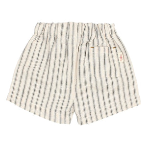 Búho - Pantalones cortos de lino a rayas | Crudo
