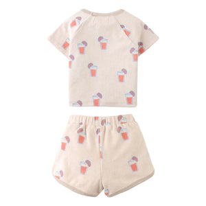 Gingersnaps - Conjunto de camiseta y pantalón corto Matthew | Beige jaspeado