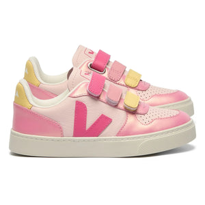 Veja - Zapatillas con estampado "Scratch" de cuero V-10 para mujer | Rosa