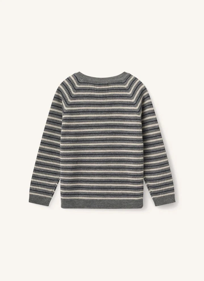 Copenhagen Colors - Jersey clásico de lana merino a rayas | Gris