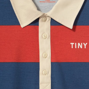 Tinycottons - Organik Pamuklu Çizgili Polo Tişört | Kırmızı