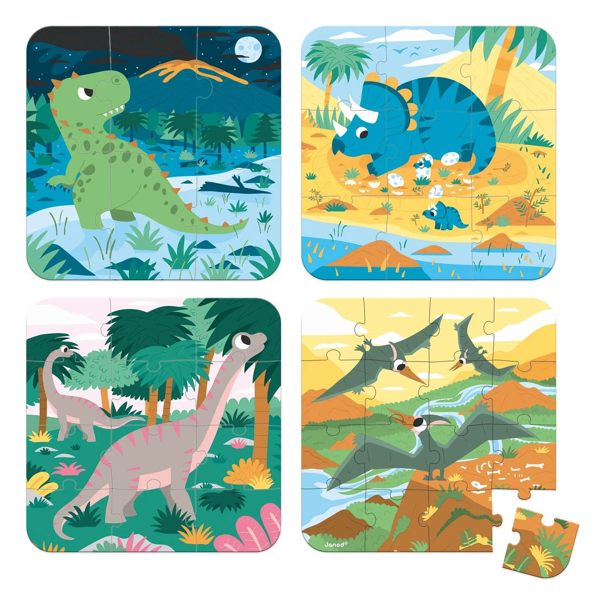 Janod - Puzles evolutivos de dinosaurios - 4 puzles