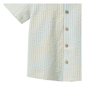 Wheat - Camisa de algodón orgánico a rayas Anker | Azul claro