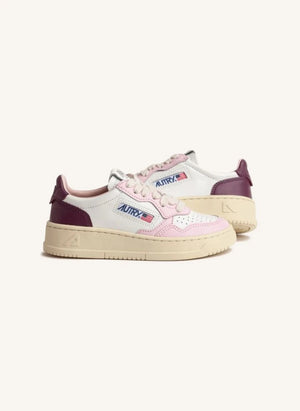Autry - Zapatillas deportivas bajas de cuero bicolor para niños | Rosa