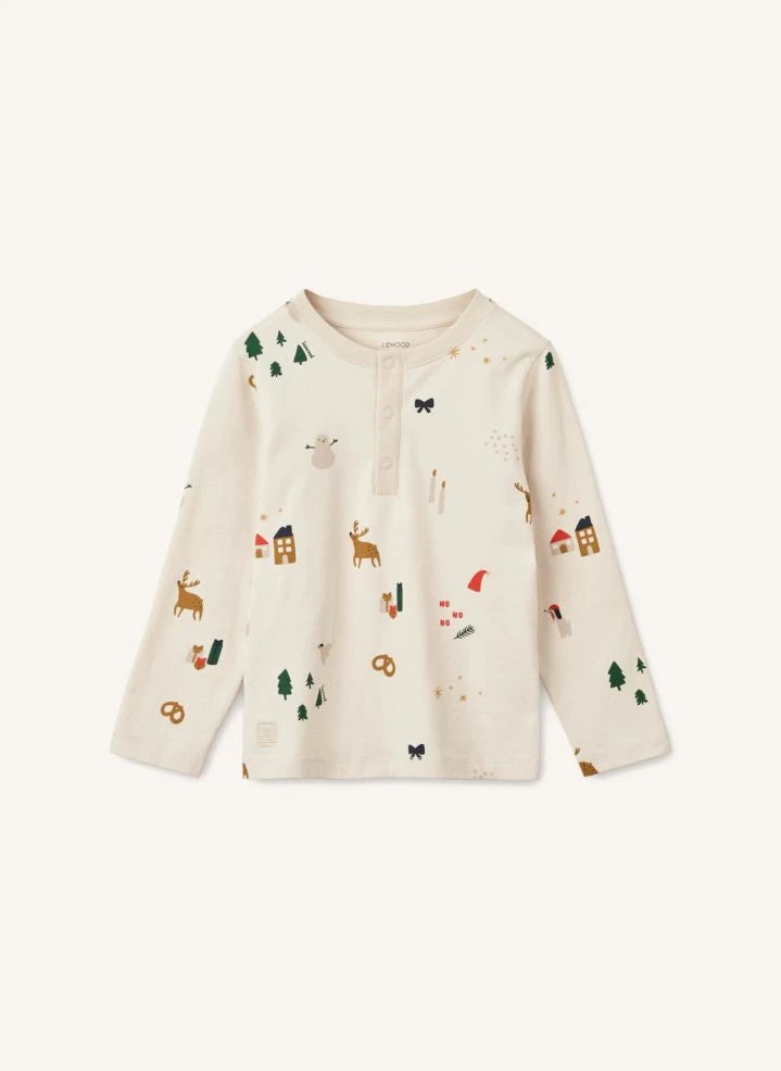 Liewood - Conjunto de pijama de Navidad Wilhelm, algodón orgánico | Crudo