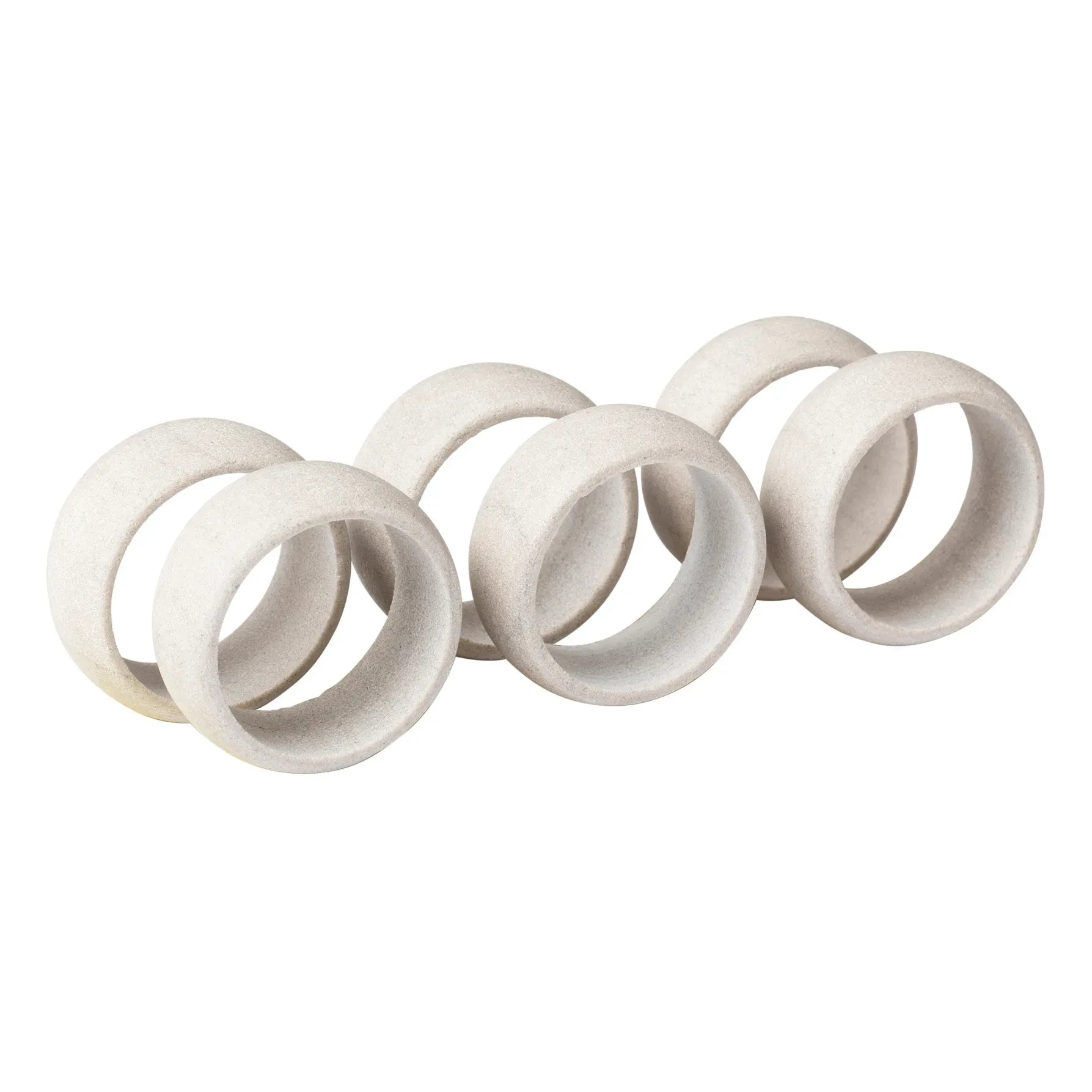 Broste Copenhague - Anilla de Servilleta de Gres - Set de 6 | Blanco