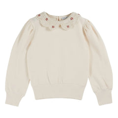 Emile et Ida - Claudine Yaka Sweatshirt Organik Pamuk | Krem
