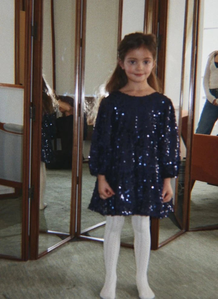 Konges Sløjd - Vestido Lila con lazo y lentejuelas | Azul noche